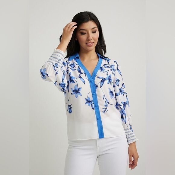 NEW Joseph Ribkoff Floral & Dot Blouse Style 222209 Size 12 - Picture 7 of 14